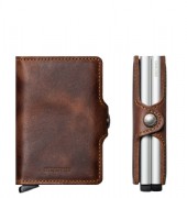 twinwallet brown vintage med gravyr