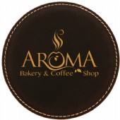 Glasunderlägg i konstläder med gravyr