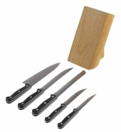 Knivset 5-delar med träblock