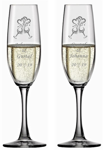 champagneglas med gravyr